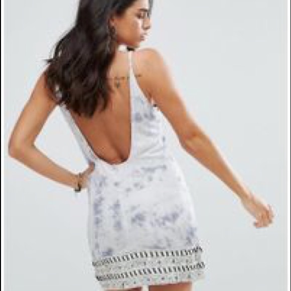 ❌$15 SALE❌ Raga Gray In A Dream Tye Die Beaded Mini Dress - Picture 4 of 9